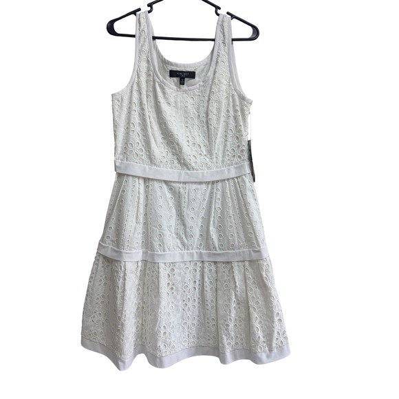 Nine West Eyelet Dress Springtime Dreams Sleeveless White Dress Size‎ 12 - Picture 1 of 7